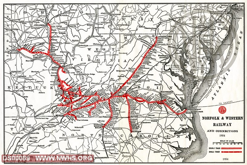 N&W system map - 1954