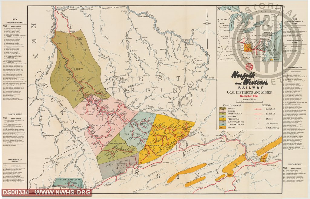 N&W Coal Districts and Mines, December, 1953
