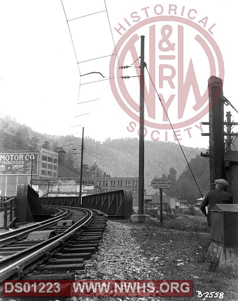 Bridge 893 at Welch, WV with catenary. View looking railroad east.