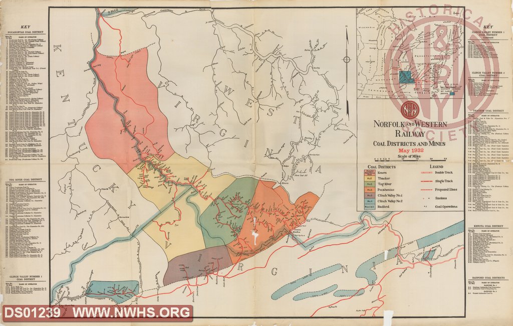 N&W Railway Coal Districts and Mines - May 1932