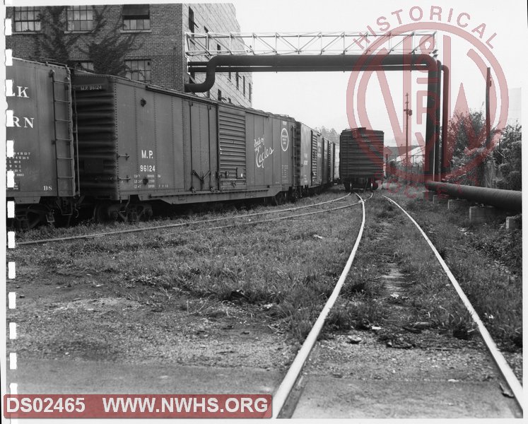 N&W: Pulaski yard:Looking West on Rolling Mill Spur to Coleman Plant No. 1.
