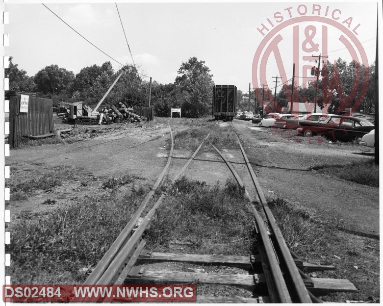 N&W: Bristol Yard:Looking West at tracks on N&W - track on left leads to Bristol Door and Lumber Company - Mary Street Coal Company and Bristol Concrete Products Company - other tracks for Virginia Woodworking Company and Wholesale Builders Company.