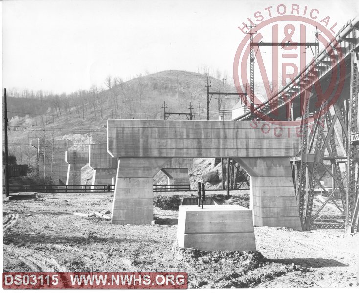 View of Cooper WV during construction of mainline bridge for Elkhorn realignment project. View is looking west.