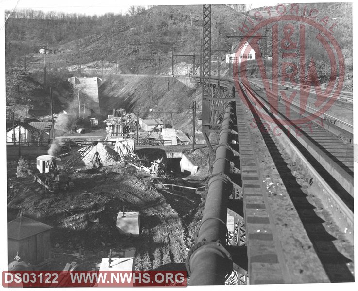 View of Cooper WV during construction of mainline bridge for Elkhorn realignment project. View is looking west.