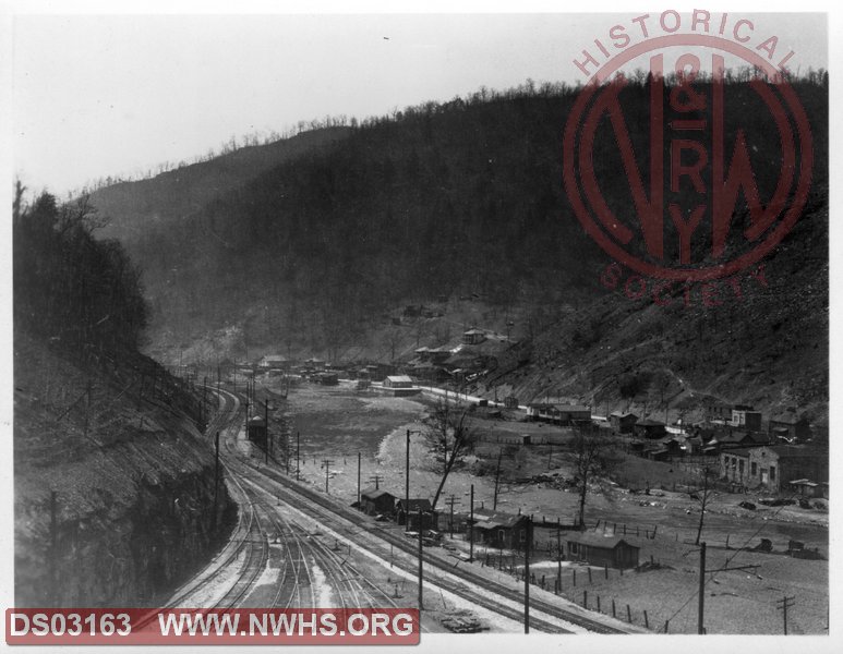 Mullens, WV looking east on VGN main. View from above motor barn
