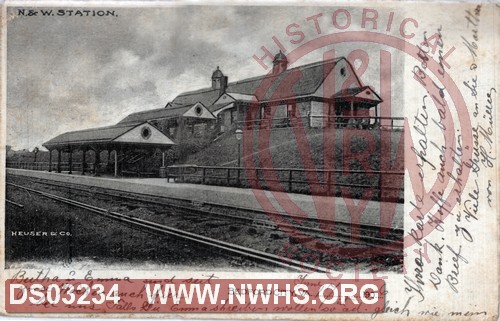 N&W Bedford passenger station on hill (before being moved to current location)