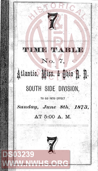 Timetable No. 7, Atlantic, Miss. & Ohio Rail Road