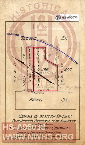 Plan Showing Property to be Acquired of The Belfont Iron Works Company, Ironton OH