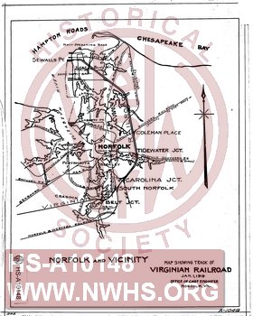 Map Showing Track of Virginian Railroad, Norfolk and Vicinity.
