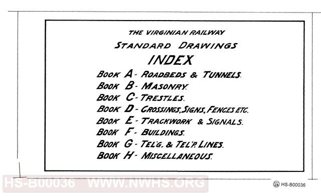 Standard Drawings Index, The Virginian Railway