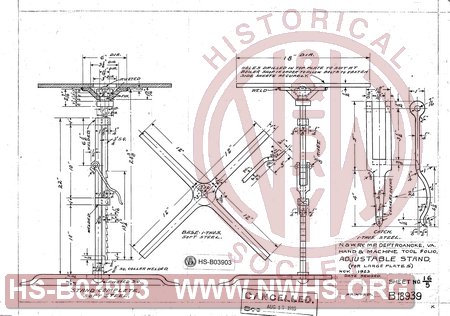 Hand & Machine Tool Folio, Adjustable Stand (for Large Plates), Sheet No. 16/5