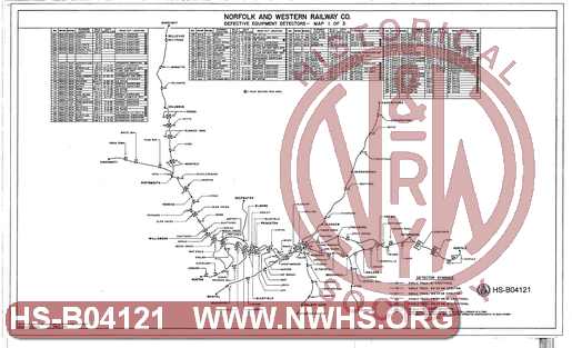 N&W Defective Equipment Detectors - Map 1 of 3