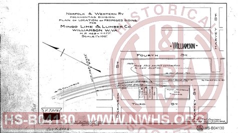 Plan of Location of Proposed Siding for Mingo Lime & Lumber Co., WIlliamson WV, MP 469+4477'