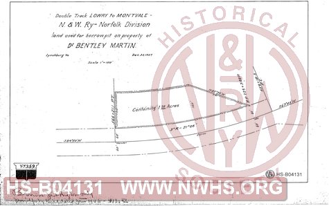 Double Track Lowry to Montvale, Land used for Borrow Pit on property of Dr. Bentley Martin