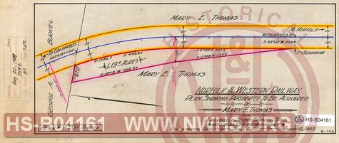 Plan Showing Properties to be Acquired of Mary E. Thomas near Lucasville, Scioto County OH, MP 618+225' to 618+1190'