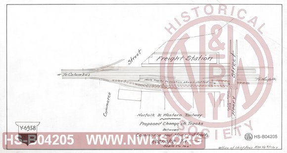 N&W Ry, Proposed change in tracks between Commerce and Henry Streets, Roanoke, Va