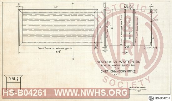 N&W Ry, Plan of Windows Guards for the Chief Engineers Office