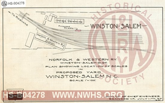 N&W Ry, Winston-Salem Dist., Plan showing location of scales in proposed yard, Winston-Salem N.C.