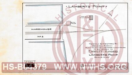 N&W Ry, General Agency, Plan showing Laborer's Lunch House to be leased to Emmett Kindred, Lamberts Point