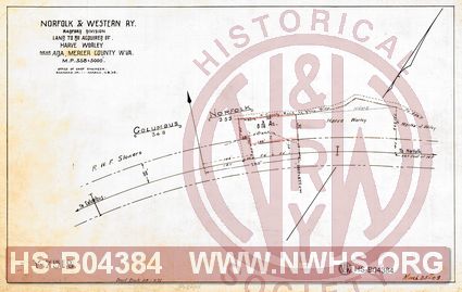 N&W Ry, Radford Division, Land to be acquired of Harve Worley near Ada, Mercer County W.Va MP 358+5000'