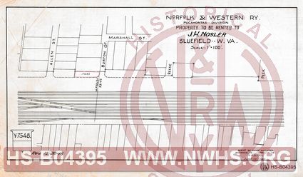 N&W Ry, Pocahontas Division, Property to be rented to J.H. Nosler, Bluefield, W. Va.