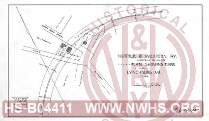 N&W Rwy. Norfolk Division, Plan Showing Tunnel near Lynchburg, VA