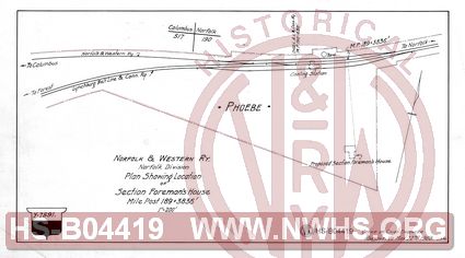 N&W Rwy. Norfolk Division, Plan Showing Location of Section Foreman's House, MP 289+3836'