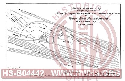 Plan of Proposed Change and additional tracks at West End Round House, Roanoke VA