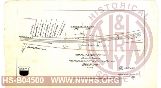 N&W Ry, Norfolk Division, Proposed location of Section Houses, Bedford