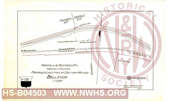 N&W Ry, Norfolk Division, Proposed location of Section Houses, Bellevue