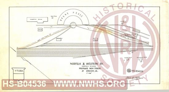 N&W Ry, Norfolk Division, Proposed new tracks at Crewe, VA