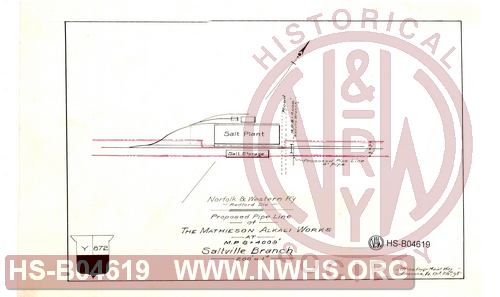 N&W R'y, Radford Div, Proposed pipe line of The Mathieson Alkali Works at MP 8+4009', Saltville Branch