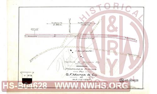 N&W R'y, Norfolk Div, Proposed Siding for S.F. Minter & Co. at MP 115+1225'