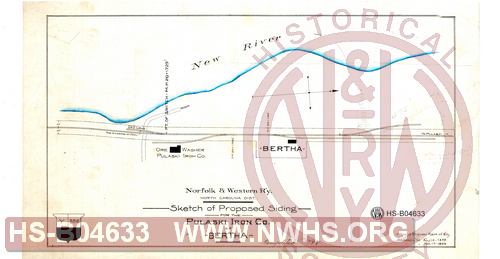 N&W R'y, North Carolina Dist, Sketch of proposed siding for the Pulaski Iron Co. at Bertha