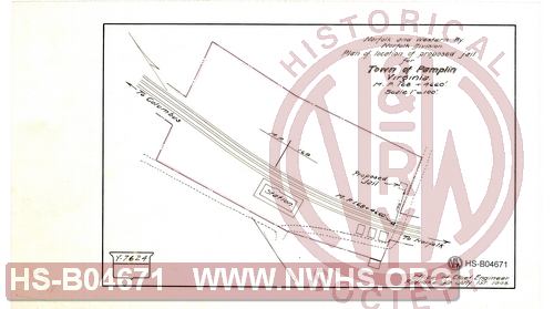 N&W Ry, Norfolk Division, Plan of location of proposed jail for Town of Pamplin Virginia, MP 168+4660'