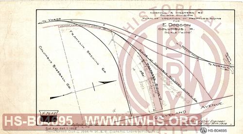 N&W Ry, Scioto Division, Plan of location of proposed siding for E. Dodson, Columbus, O