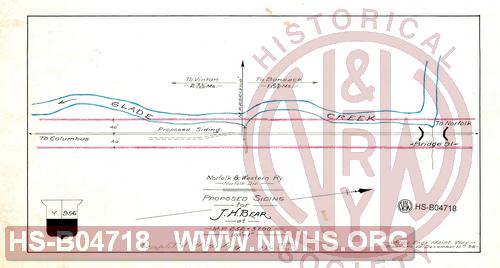 N&W R'y, Norfolk Div, Proposed siding for J.H. Bear at MP 252+3700'