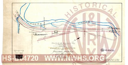 N&W R'y, Poca. Div., Location of platform of Pulaski Iron Co. at MP 388+2159' Eckman