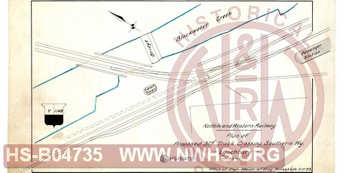 N&W Railway, Plan of Proposed 3rd track crossing Southern R'y, Lynchburg