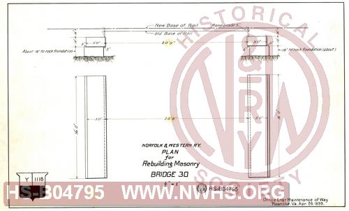 N&W R'y, Plan of repairs to masonry, Bridge 30