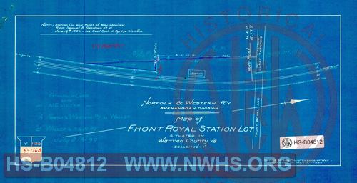 N&W R'y, Shenandoah Division, Map of Front Royal Station Lot situated in Warren County Va.