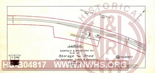 N&W Rwy, Plan of Storage Shed for Spangler Clark & Company at Lurich