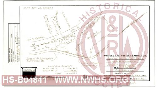Land to be Leased to J. Walter Wright Lumber Co., MP N381+5225', Five Oaks VA