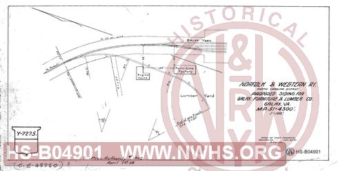 N&W Ry, North Carolina District, Proposed siding for Galax Furniture & Lumber Co, Galax, VA MP 51+4300'