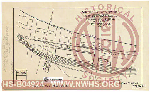 N&W Rwy, Norfolk Div., Proposed Pipeline on Right of Way for Atlantic Coal & Ice Co. MP 81+2347', Petersburg VA