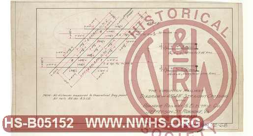 Virginian Ry - Diagram of 45 Degree 48' Straight Crossing with Roanoke Railway & Electric Co, Jefferson St, Roanoke VA Op. MP 243.1