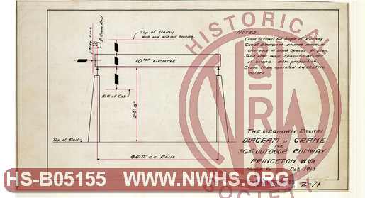 Virginian Ry - Diagram of Crane for 363' Outdoor Runway, Princeton WV