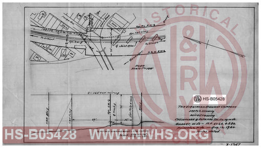 Virginian Railway Co., sketch showing wire crossing, Chesapeake & Potomac Tel. Co. of W.VA., Gilbert, W.VA., MP-43.64, G.R. Br., Princeton, W.VA.; scales noted.