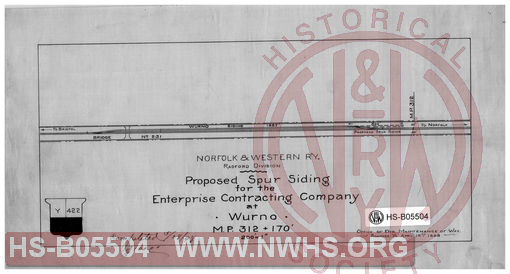Norfolk & Western Ry., Radford Division; Proposed spur siding for the Enterprise Contracting Company at Wurno; MP-312+170