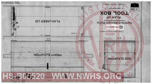 Norfolk & Western Ry. Co., Plan of Tool Box. Scale: 1"=1', Roanoke, VA.